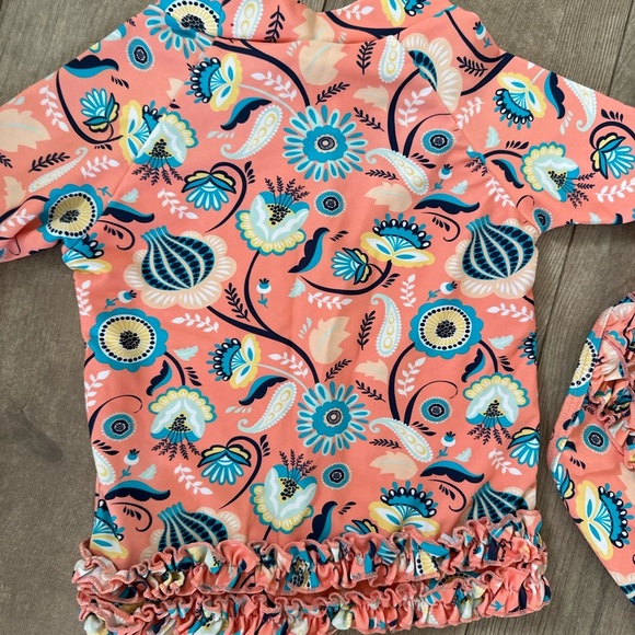 RuffleButts Paisley Paradise Two-Piece Rashguard Swimsuit Size 18-24 months - Picture 13 of 15